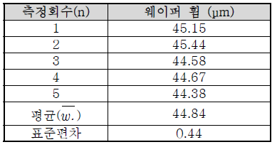 반복측정에 의한 웨이퍼휨(w)