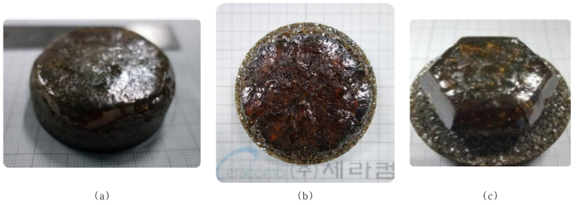 2인치급의 여러 성장 결정들 (a) 직경 52mm, (b) 직경 60mm, (c) 장직경 50mm, 단직경 45mm