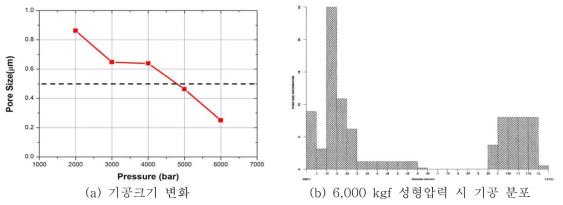 성형압력에 따른 기공 변화