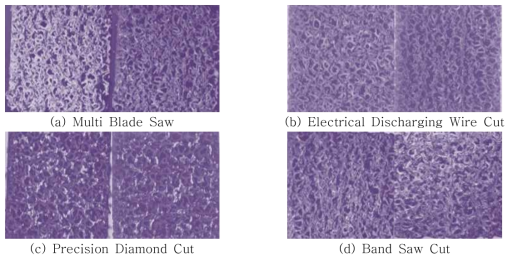 대면적 벌크형 다공성 금속 소재 Cutting 후 단면관찰 결과