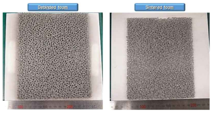평균 입도 8.38 ㎛인 SUS316L 분말로 제조한 벌크형 메탈폼의 외양