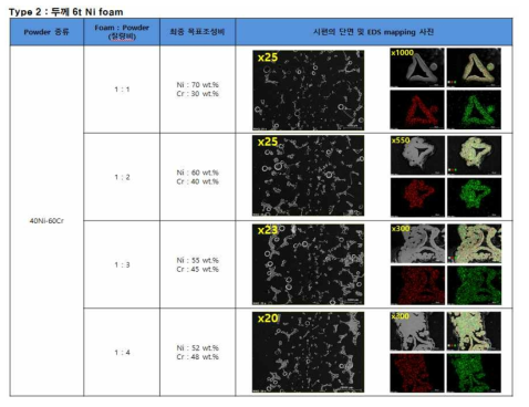 Type 2 시편의 단면 및 mapping 사진