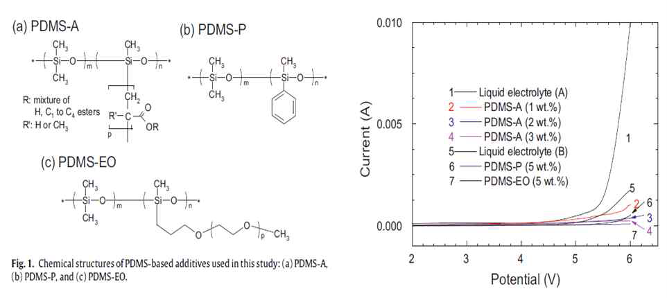 Polydimethylsiloxane(PDMS) 공중합체를 포함한 유기 전해질