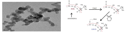 알루미나계 리튬 전해질용 염의 SEM이미지(좌) 및 구조(우)