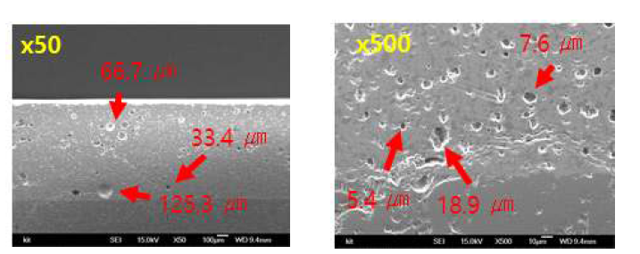 평균 입경(D50 ) 0.734㎛ 프릿 코팅 후 미세조직 관찰