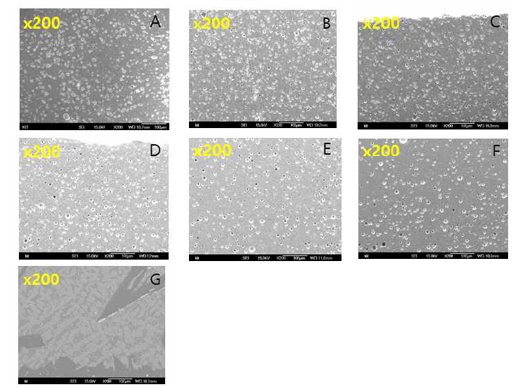 프릿의 점성유동 소결조건 및 코팅조건에 따른 코팅층 미세조직 비교
