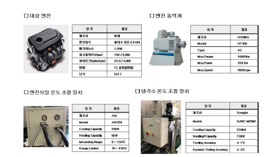 자동차부품연구원 실차적응(Vehicle adoptive) 시험기 유틸라인 제원 및 정보