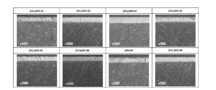 ZrCuSiN 코팅 피스톤 링의 기능부(외주면) 단면 결과