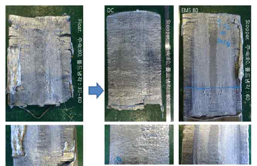 4차년도 개발 고용질 Al합금 DC 및 EMS 슬라브 연주공정 최적화 과정