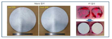 Al-5.8Zn-2.3Mg 합금 228mm 연주 빌렛의 마크로 및 PT 검사