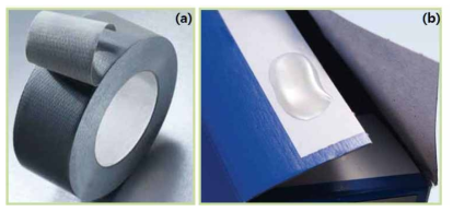 (a) PIB를 이용한 점착테이프, (b) PIB를 사용한 핫멜트형 접착제