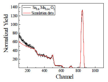 대면적으로 증착된 Mn-SnO2 박막의 조성 분석 결과