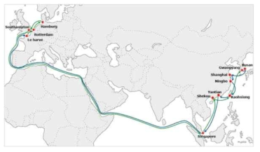 13,100 TEU 컨테이너(3호선) 운항항로