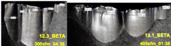 Examples of Scoring Marks on the flank wear of uncoated carbide inserts after turning Ti65-Beta