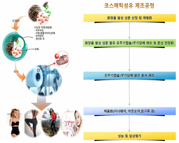 본 연구의 코스메틱 섬유 개발 flow