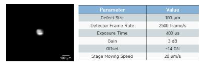 100μm Ti defect image & measurement data