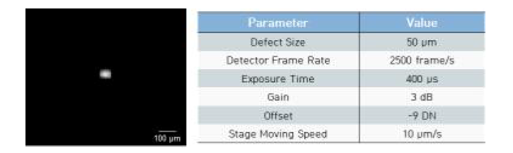 50μm Ti defect image & measurement data