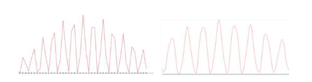 Zero padding 적용 전, 후 재구성된 이미지의 intensity profile