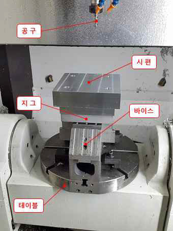 공구 및 고정구 장착 모습