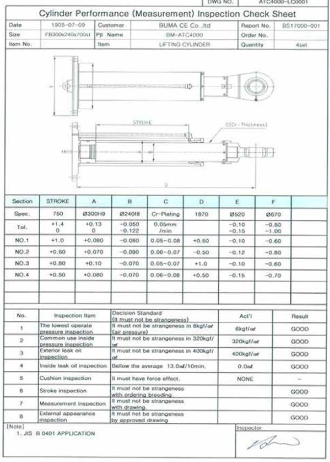Lifting (Crowd) Cylinder 자체 검사성적서_1