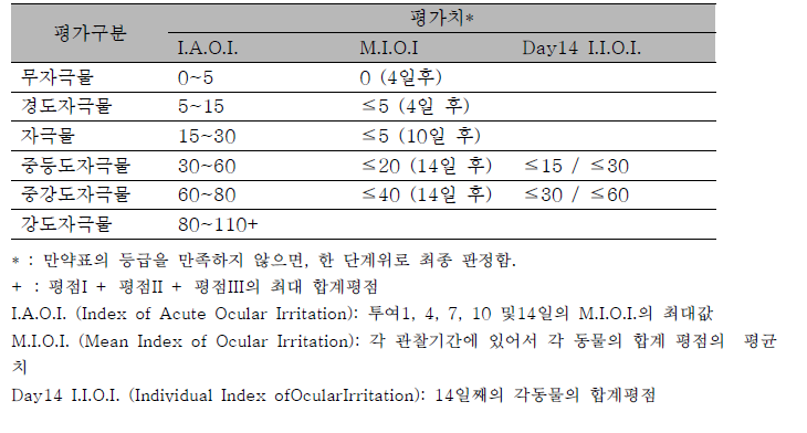 안점막자극 평가표