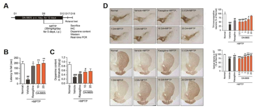 Protective effect of DA-9805 on dopaminergic neurons in an MPTP-induced subacute PD model mice