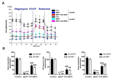 DA-9805 restored mitochondrial oxygen consumption rate of shJNK1 cells