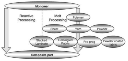 반응중합 Processing 과 Melting processing의 비교