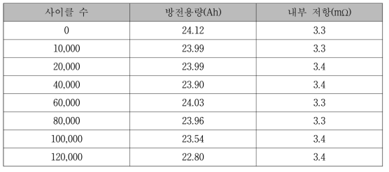 수명 사이클 결과 표