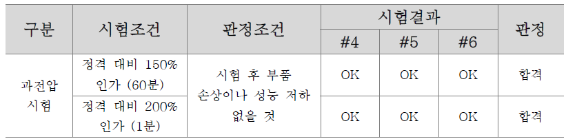 과전압 인가 시험결과