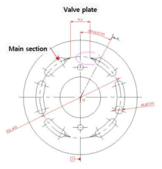 유압 모터 밸브 plate main 유로 도면