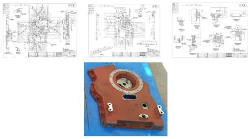 FLYWHEEL HOUSING 시제용 도면 및 제품 사진