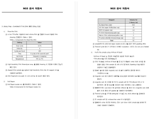 cfDNA library 제작에 대한 SOP 중 일부