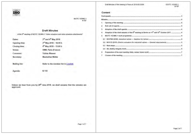 ISO 153 WG1 Draft Minutes of the meeting in paris