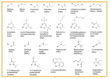 Metal-Organic Precursor 제조시 활용되는 Ligand의 예