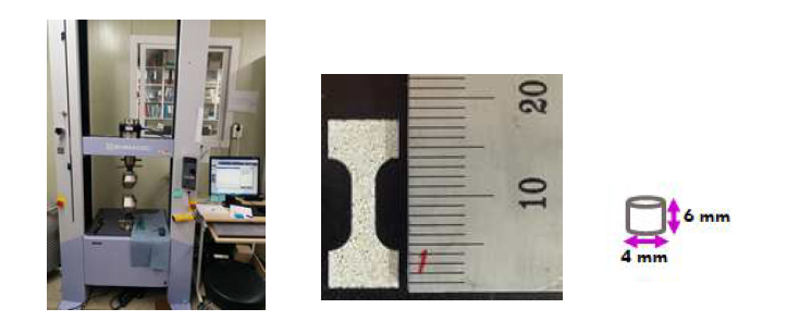 만능재료시험기와 인장, 압축시편