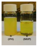 IPA, NMP 용매에 따른 1 wt% Alq3 용액