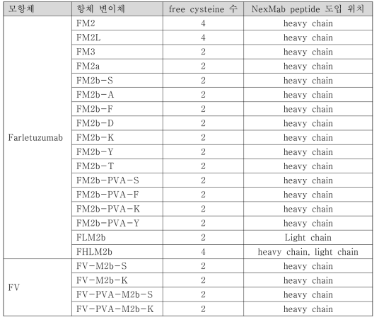 1차년도에서 제조한 항체 변이체