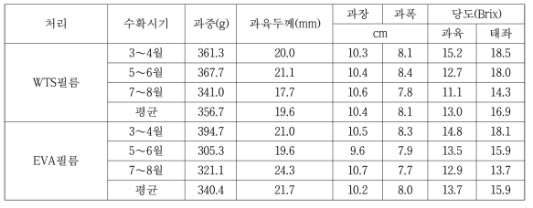 처리별 참외 과실 특성