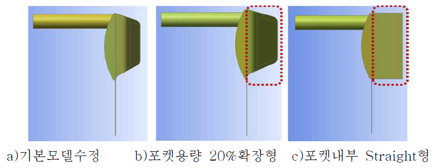 포켓 형상 수정에 따른 모델링