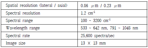 라인스캔 라만 현미경 스펙