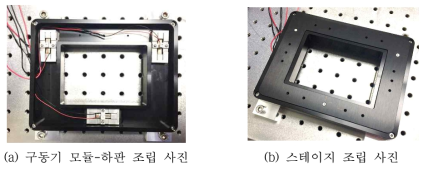 구동기 모듈과 스테이지 조립