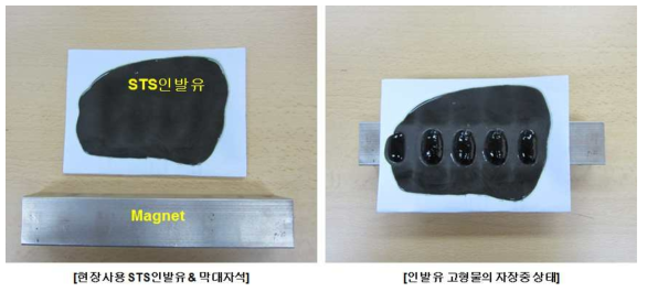 STS300계 소재인발가공 사용인발유 및 자장중 감응사진