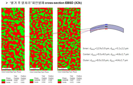 S31803 DSS 피인발재 위치별 미세조직 분석 결과