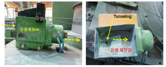 STS 연속인발 건식윤활공급박스 및 터널링 발생사진