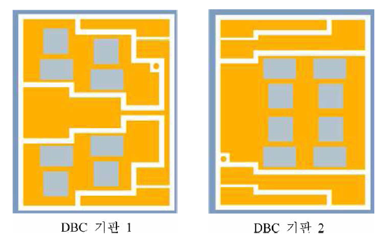 대면적 접합 목적 D B C 기판 2종 및 칩 접합면 설계