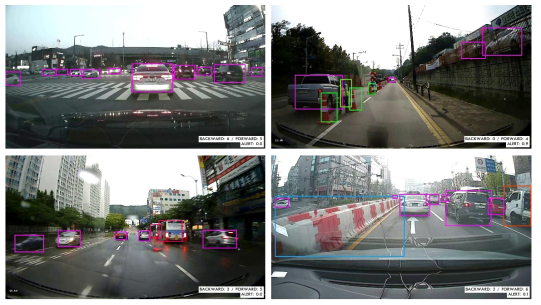 주행영상기반 오브젝트 검출 결과 예시