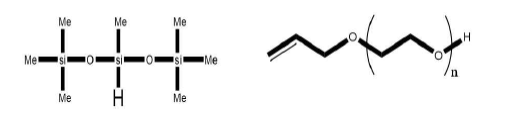 Heptamethyltrisiloxane과 Ethoxylated Allyl Alcohol 구조