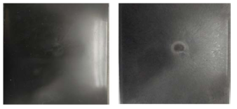 Solid(좌) 및 mucell 사출(우) 표면 사진