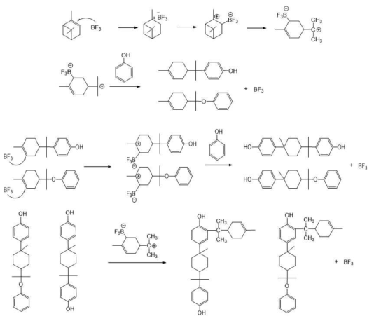 Mechanism of prepolymer of phenol & alpha-pinene